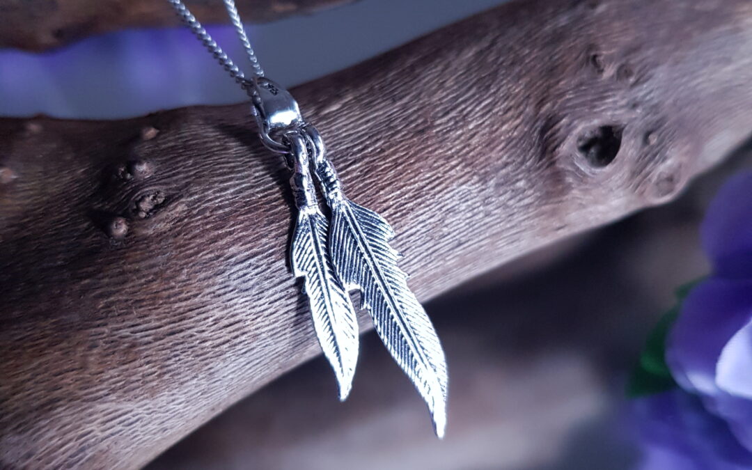 Double Feather Silver Necklace