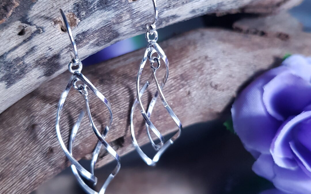 Double Twist Silver Drop Earrings