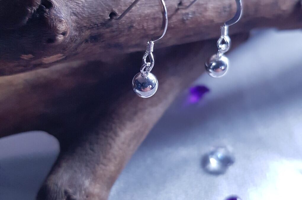 Small Bead Drop Silver Earrings