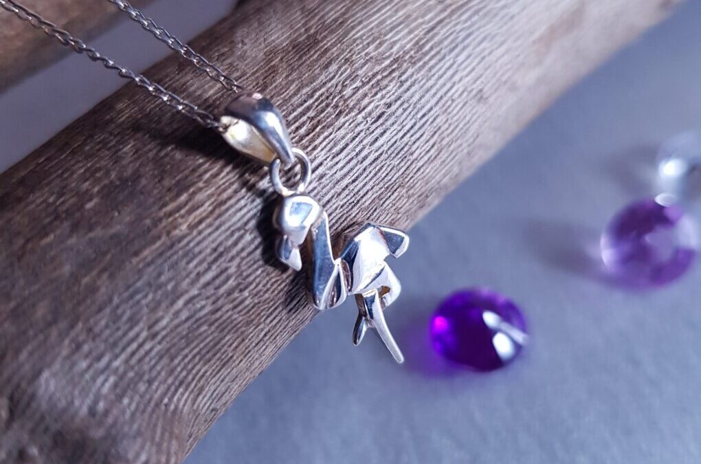 Origami Flamingo Silver Necklace