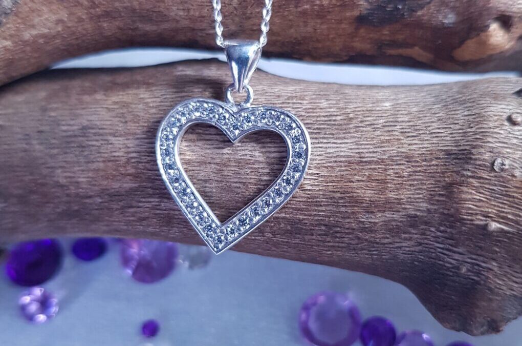 Cubic Zirconia Silver Heart Necklace
