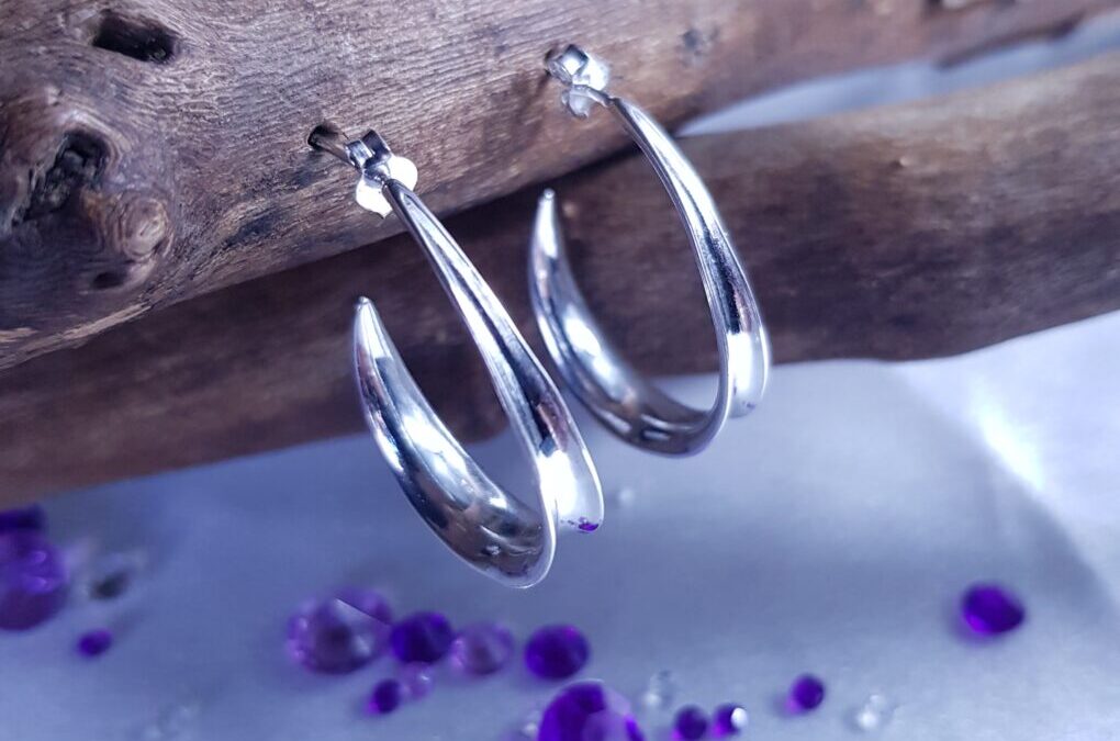 Half Hoop Silver Earrings