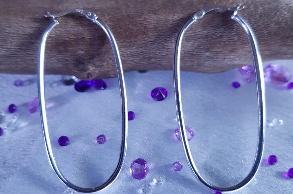 Oval Long Silver Creoles