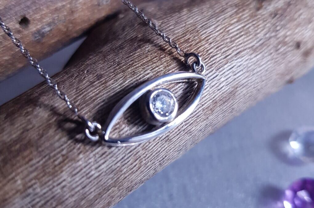Silver CZ Eye Necklace
