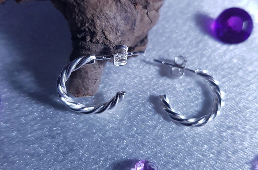Twisted Stud Hoop Earrings