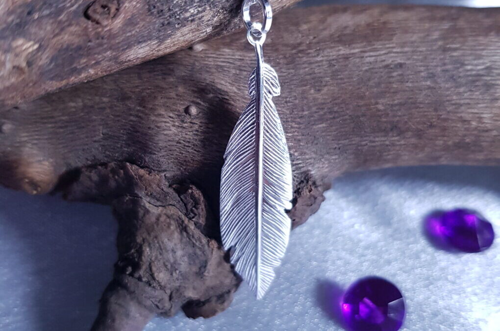 Long Feather Silver Necklace