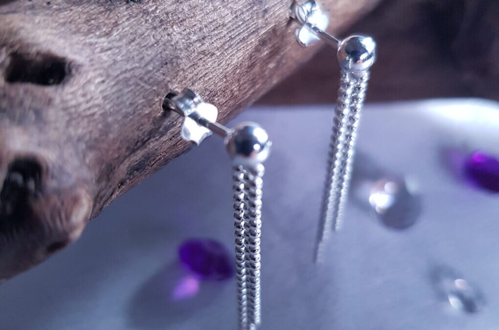 Ball Chain Silver Drop Earrings