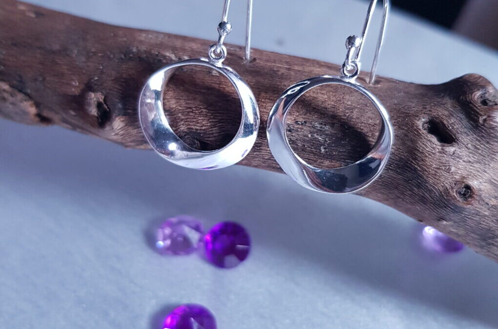 Twisted Circle Silver Earrings