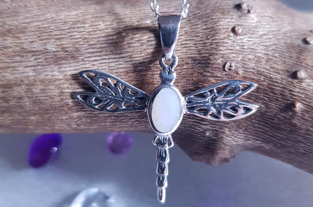 Mother Of Pearl Silver Dragonfly Necklace