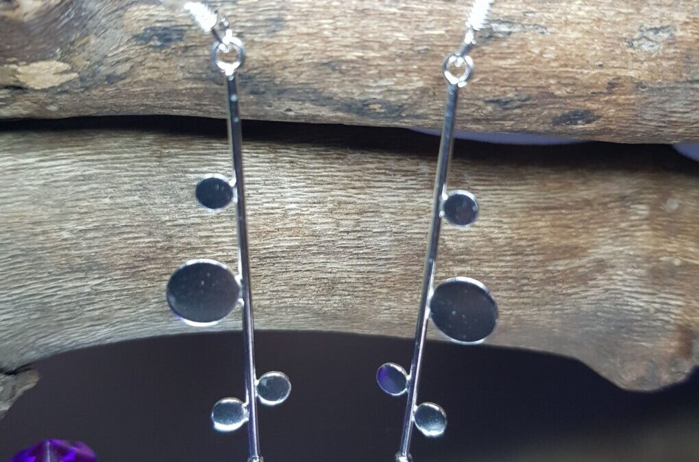 Bar Disc Silver Earrings
