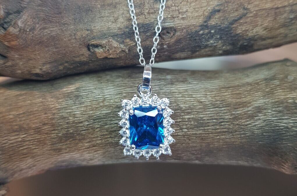 Topaz Blue CZ Silver Necklace