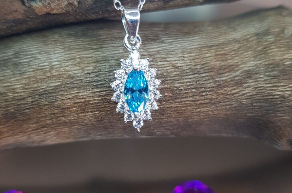 Blue Marquise Silver Necklace