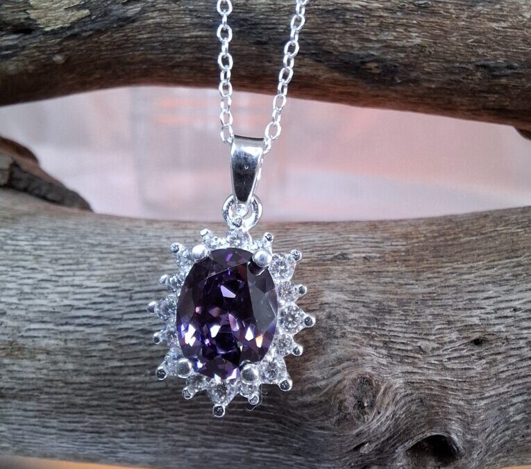Amethyst CZ Silver Necklace